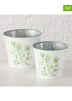 Boltze Osłonki (2 szt.) "Kate" w kolorze biało-zielonym na doniczkę ze sklepu Limango Polska w kategorii Doniczki i osłonki - zdjęcie 188910410