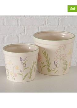 Boltze Osłonki (2 szt.) "Blossom" w kolorze kremowo-zielonym na doniczkę ze sklepu Limango Polska w kategorii Doniczki i osłonki - zdjęcie 188910611