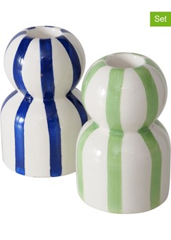 Boltze Świeczniki (2 szt.) "Ninara" w kolorze zielono-niebieskim - wys. 10 cm ze sklepu Limango Polska w kategorii Świeczniki - zdjęcie 188912530