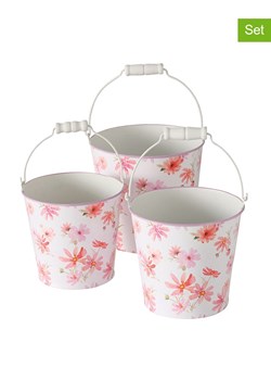 Boltze Wiaderka dekoracyjne (3 szt.) "Rosella" w kolorze biało-jasnoróżowym ze sklepu Limango Polska w kategorii Doniczki i osłonki - zdjęcie 188912580