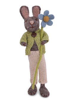 Gry &amp; Sif Figurka dekoracyjna "Bunny" w kolorze szaro-zielonym - dł. 27 cm ze sklepu Limango Polska w kategorii Dekoracje - zdjęcie 188912784