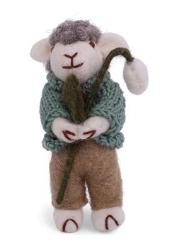 Gry &amp; Sif Figurka dekoracyjna "Sheep" w kolorze szaro-zielono-białym - dł. 11 cm ze sklepu Limango Polska w kategorii Dekoracje - zdjęcie 188912863