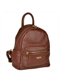 Vezze plecak damski brąz koniak ze skóry naturalnej z zamkiem ze sklepu melon.pl w kategorii Plecaki - zdjęcie 188914321