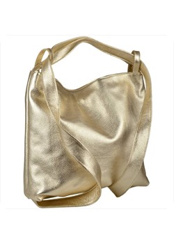 Torebko plecak duży xl ze skóry naturalnej złoty metaliczny ze sklepu melon.pl w kategorii Plecaki - zdjęcie 188914420