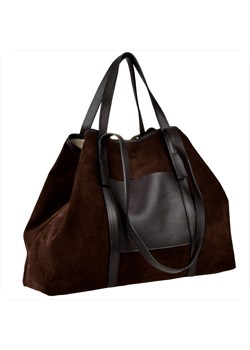 Vera pelle torba skóra zamszowa naturalna brąz czekolada na ramię ze sklepu melon.pl w kategorii Torby Shopper bag - zdjęcie 188914644