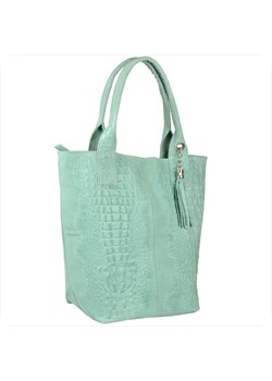 Torba worek z miękkiej skóry bardzo lekka xl zieleń mięta ze sklepu melon.pl w kategorii Torby Shopper bag - zdjęcie 188914933