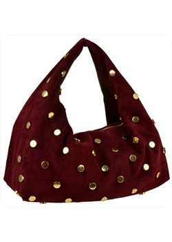 Włoska torebka worek skóra naturalna zamszowa shopper bordowa z ze sklepu melon.pl w kategorii Torby Shopper bag - zdjęcie 188915173