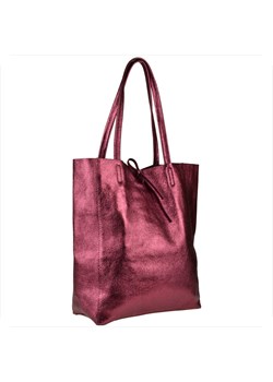 Torebka skórzana lekka shopper bordo metaliczna ze sklepu melon.pl w kategorii Torby Shopper bag - zdjęcie 188915203