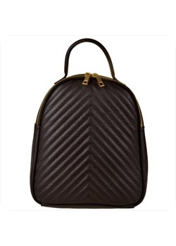 Plecak damski pikowany ze skóry naturalnej brąz czekolada ze sklepu melon.pl w kategorii Plecaki - zdjęcie 188915402