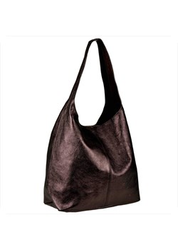 Torebka worek skórzana shopper brąz czekolada metaliczna ze sklepu melon.pl w kategorii Torby Shopper bag - zdjęcie 188915471