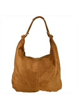Włoska torebka worek skóra naturalna zamszowa shopper brąz camel ze sklepu melon.pl w kategorii Torby Shopper bag - zdjęcie 188915512