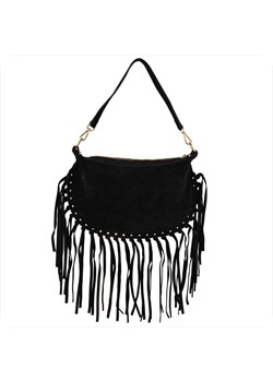 Włoska listonoszka z frędzlami skóra naturalna zamszowa czarna ze sklepu melon.pl w kategorii Listonoszki - zdjęcie 188915582