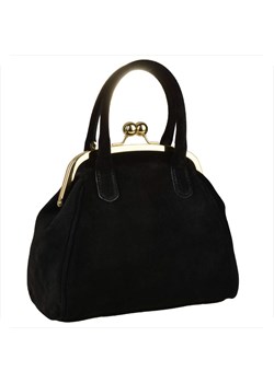 Damska torebka czarna skóra naturalna zamszowa zatrzask retro ze sklepu melon.pl w kategorii Listonoszki - zdjęcie 188915610