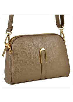 Zgrabna torebka skóra naturalna listonoszka brąz taupe dwie komory ze sklepu melon.pl w kategorii Listonoszki - zdjęcie 188915691