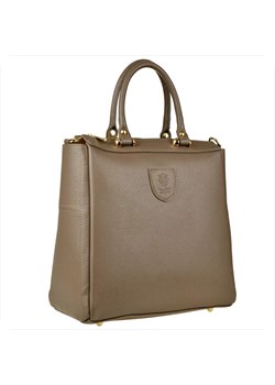 Elegancka skórzana torebka kuferek taupe vera pelle ze sklepu melon.pl w kategorii Kuferki - zdjęcie 188915772
