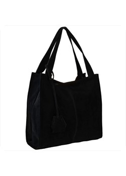 Duża torebka włoska shopper bag skóra naturalna zamszowa czarna ze sklepu melon.pl w kategorii Torby Shopper bag - zdjęcie 188916001