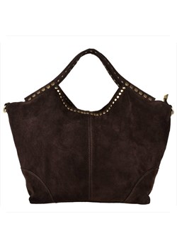 Borse in pelle torebka shopper brąz czekolada z ćwiekami skóra ze sklepu melon.pl w kategorii Torby Shopper bag - zdjęcie 188916073