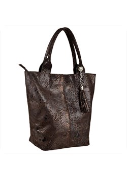Torba worek skóra naturalna brąz czekolada wzór kwiaty borse in ze sklepu melon.pl w kategorii Torby Shopper bag - zdjęcie 188916112