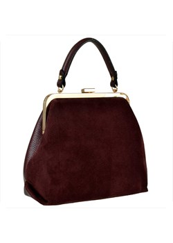 Damska torebka bordowa skóra naturalna zamszowa bigiel retro ze sklepu melon.pl w kategorii Listonoszki - zdjęcie 188916160