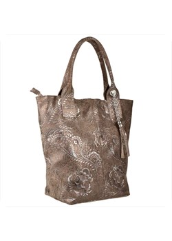 Torba worek skóra naturalna brąz taupe wzór kwiaty borse in pelle ze sklepu melon.pl w kategorii Torby Shopper bag - zdjęcie 188916193