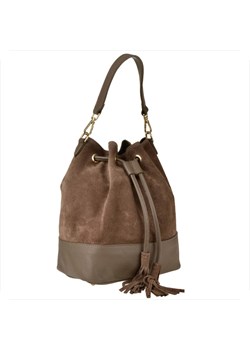 Borse in pelle worek skóra naturalna zamsz brąz taupe ze sklepu melon.pl w kategorii Torebki worki - zdjęcie 188916311