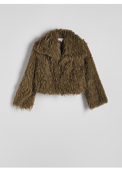 Reserved - Kurtka z kołnierzem z imitacji piór - zielony ze sklepu Reserved w kategorii Kurtki damskie - zdjęcie 188916980