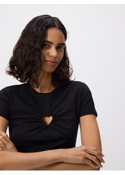 Reserved - T-shirt z ozdobnym wycięciem - czarny ze sklepu Reserved w kategorii Bluzki damskie - zdjęcie 188917060