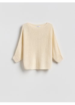 Reserved - Gładki sweter - kremowy ze sklepu Reserved w kategorii Swetry damskie - zdjęcie 188917374