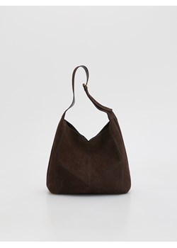 Reserved - Zamszowa torebka shopper - ciemnobrązowy ze sklepu Reserved w kategorii Torebki damskie - zdjęcie 188917481