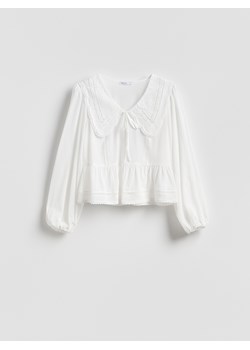 Reserved - Bluzka z kołnierzem - biały ze sklepu Reserved w kategorii Bluzki damskie - zdjęcie 188917541