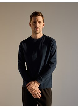 Reserved - Longsleeve z merceryzowanej bawełny - granatowy ze sklepu Reserved w kategorii T-shirty męskie - zdjęcie 188917661