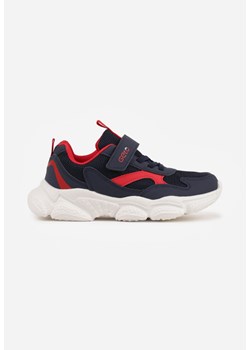Niebiesko-Czerwone Buty Sportowe Sneakersy na Grubej Tłoczonej Podeszwie z Napisem Ziffish ze sklepu born2be.pl w kategorii Buty sportowe dziecięce - zdjęcie 188919750