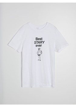 Sinsay - Bawełniana koszulka z nadrukiem - biały ze sklepu Sinsay w kategorii T-shirty męskie - zdjęcie 188920452