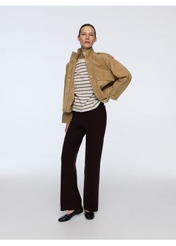 Reserved - Longsleeve z merceryzowanej bawełny - brązowy ze sklepu Reserved w kategorii Bluzki damskie - zdjęcie 188930100