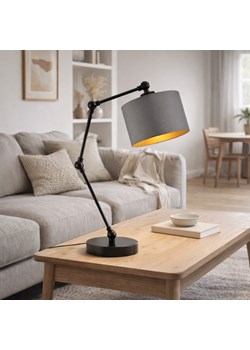 Czarna lampka biurkowa z szarym abażurem ze złotym wnętrzem ASMARA GOLD designerska lampka stołowa regulowana ze sklepu Lysne w kategorii Lampy stołowe - zdjęcie 188930313