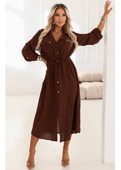 Numoco 651-1 szmizjerka koszulowa sukienka midi z guzikami i paskiem ze sklepu intimiti.pl w kategorii Sukienki - zdjęcie 188932052