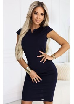 Numoco 608-2 zmysłowa ołówkowa sukienka z krótkim rękawkiem i ozdobnym dekoltem ze sklepu intimiti.pl w kategorii Sukienki - zdjęcie 188932200