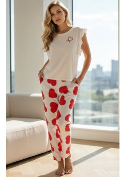 Piżama damska dwuczęściowa w czerwone serduszka HEARINIA, Kolor biało-czerwony, Rozmiar S, Passion ze sklepu Intymna w kategorii Piżamy damskie - zdjęcie 188932934