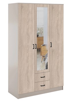 Trzydrzwiowa szafa z lustrem kaszmir + dąb sonoma - Montixa ze sklepu Edinos.pl w kategorii Szafy - zdjęcie 188933020