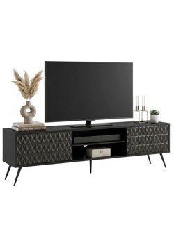Czarna szafka RTV z frontami 3D 135 cm - Riwiso 3X ze sklepu Edinos.pl w kategorii Szafki RTV - zdjęcie 188933032