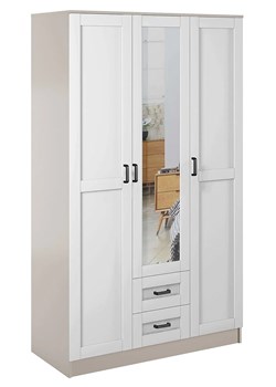 Szafa trzydrzwiowa z lustrem kaszmir + biały - Lorenix ze sklepu Edinos.pl w kategorii Szafy - zdjęcie 188933053