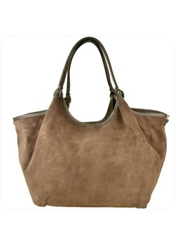 Włoska torebka shopper skóra zamszowa taupe brąz xl ze sklepu melon.pl w kategorii Torby Shopper bag - zdjęcie 188938870