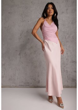 Różowa Koktajlowa Spódnica z Satyny o Rozkloszowanym Kroju Zinnivira ze sklepu renee.pl w kategorii Spódnice - zdjęcie 188938973