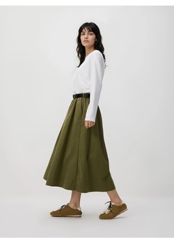 Reserved - Spódnica midi z paskiem - ciemnozielony ze sklepu Reserved w kategorii Spódnice - zdjęcie 188939372
