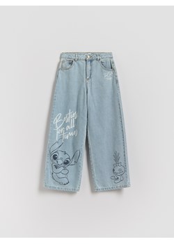 Reserved - Jeansy wide leg Lilo i Stitch - niebieski ze sklepu Reserved w kategorii Spodnie dziewczęce - zdjęcie 188939612
