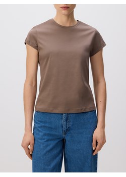 Reserved - T-shirt z domieszką jedwabiu - brązowy ze sklepu Reserved w kategorii Bluzki damskie - zdjęcie 188939730