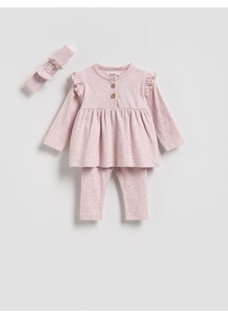 Reserved - Bawełniany komplet z opaską - pastelowy róż ze sklepu Reserved w kategorii Komplety niemowlęce - zdjęcie 188939903