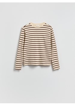 Reserved - Longsleeve z merceryzowanej bawełny - brązowy ze sklepu Reserved w kategorii Bluzki damskie - zdjęcie 188940144