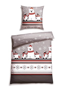 Schiesser Komplet pościeli flanelowej "Dida" w kolorze szaro-czerwonym ze sklepu Limango Polska w kategorii Pościele - zdjęcie 188942411