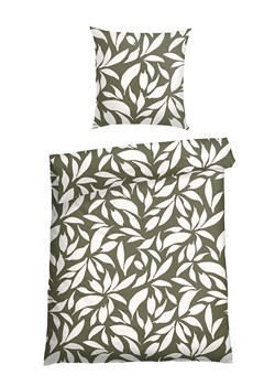 Schiesser Komplet pościeli flanelowej "Leaf" w kolorze zielono-białym ze sklepu Limango Polska w kategorii Pościele - zdjęcie 188943073